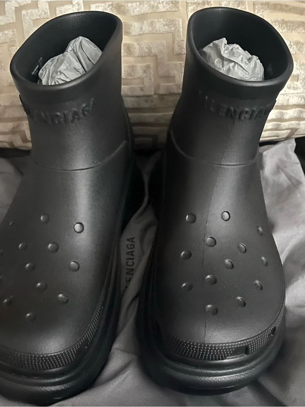 Balenciaga Crocs Black Ankle Rain Boots 41